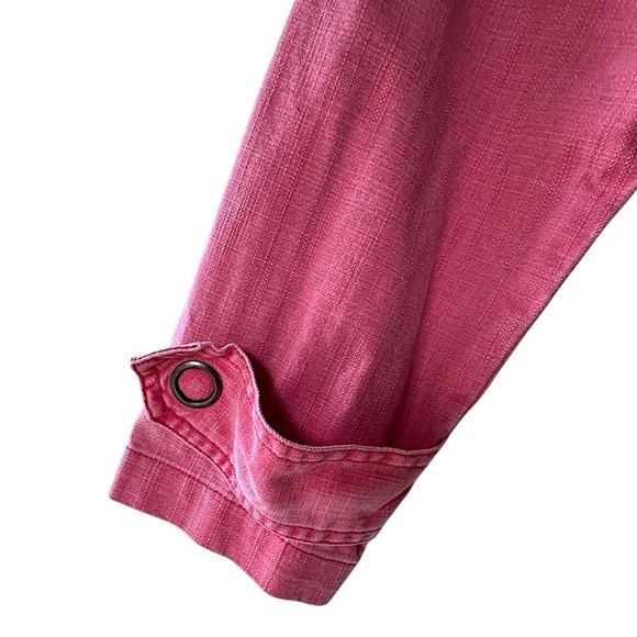 COLDWATER CREEK NWOT WASHED RED COTTON CANVAS HALF SNAP JACKET HOODIE | MEDIUM - Picture 4 of 11